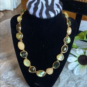 Anne Klein Gold and Green Gemstone Necklace